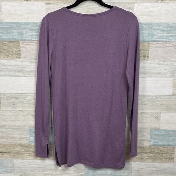 GAP Softspun Stretchy V Neck Top Purple Longline Casual Comfort Womens Small - Picture 4 of 6